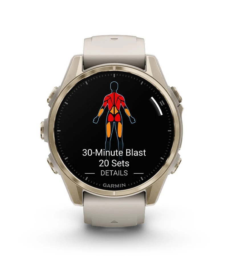 Умные часы Garmin Fenix 8, 43 мм, AMOLED, Sapphire soft gold stainless steel with fog gray leather band plus fog gray/dark sandstone silicone band